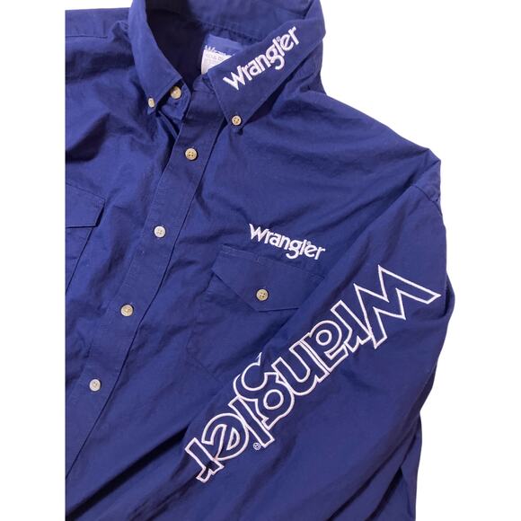Mens Wrangler Embroidered Logo 2XLT Button Down Shirt Western Style Long Sleeve - Picture 2 of 6